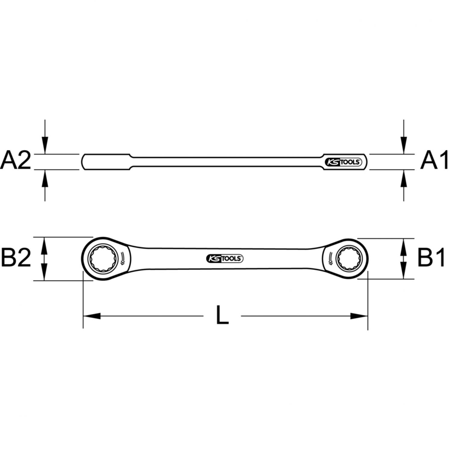картинка Двусторонний накидной ключ с трещоткой GEARplus, 11/16"x3/4" от магазина "Элит-инструмент"