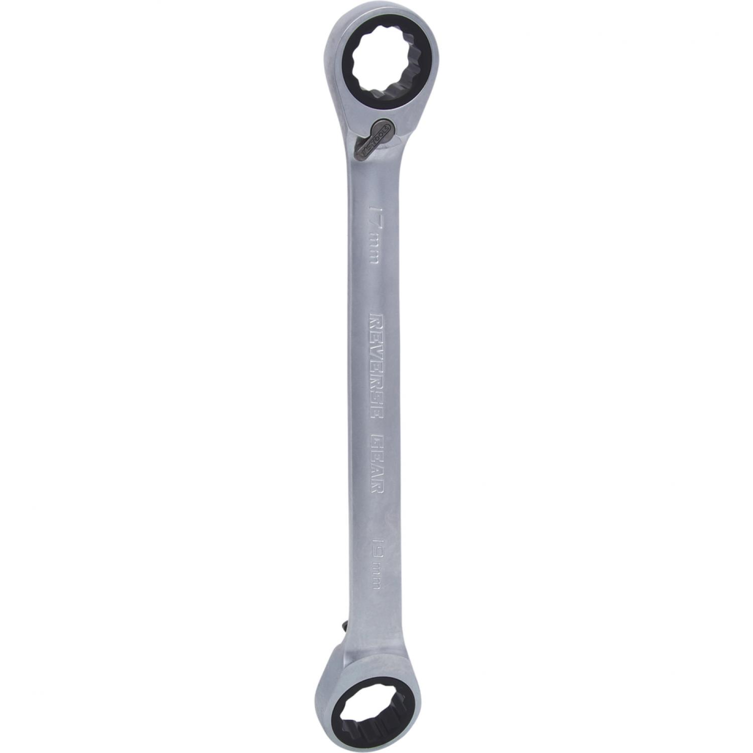 картинка Двусторонний накидной ключ с трещоткой GEARplus, переключающийся, 17х19 мм от магазина "Элит-инструмент"