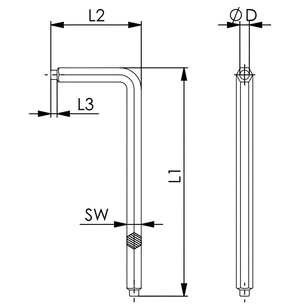 картинка Шестигранный ключ (метрический) с направляющей АМF 45401 от магазина "Элит-инструмент"