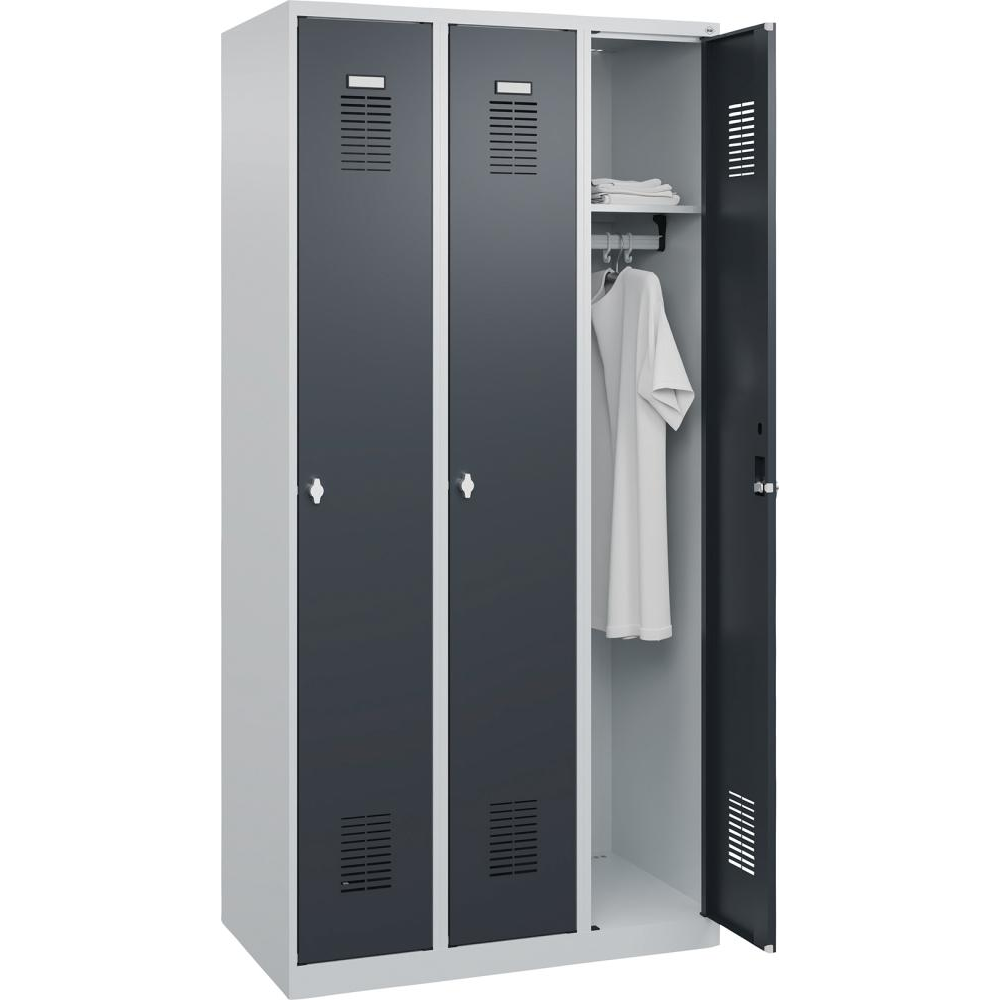 картинка Гардероб BASIC Ш900xГ500xВ1850 мм RAL 7035/7016, 3 отделения 3037 2532 Fplus от магазина "Элит-инструмент"