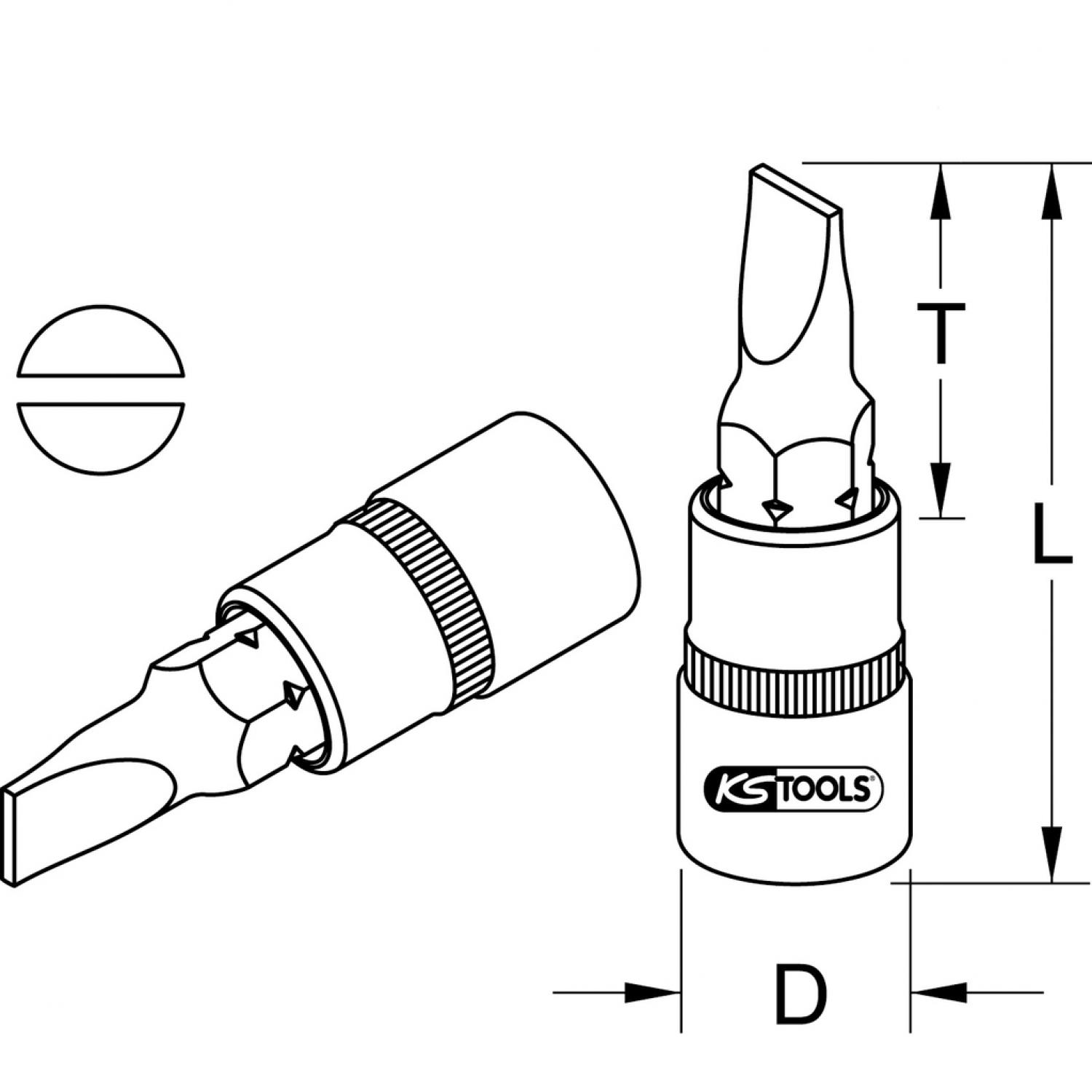 картинка Торцовая головка с битом CHROMEplus 1/4", шлицевая, 6,5 мм от магазина "Элит-инструмент"
