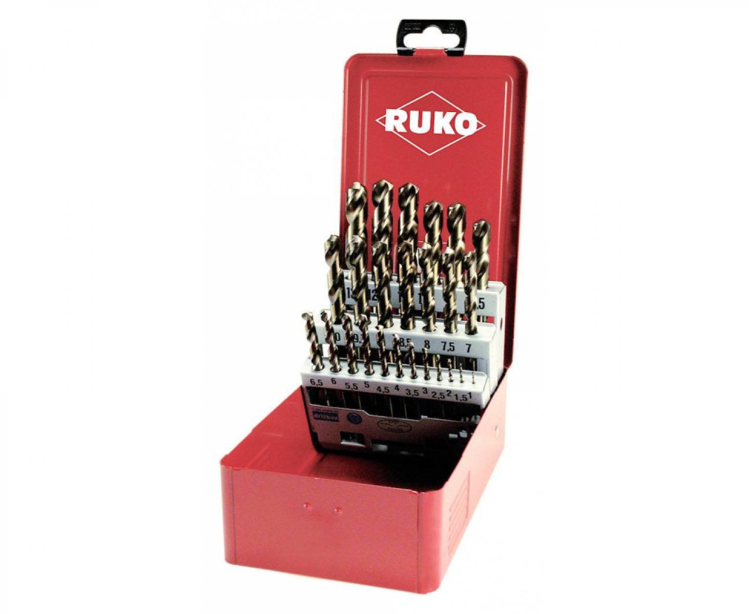 картинка Набор сверл по металлу Ruko HSS-Co 1,0 - 13,0 х 0,5 мм 215215 25 шт. от магазина "Элит-инструмент"