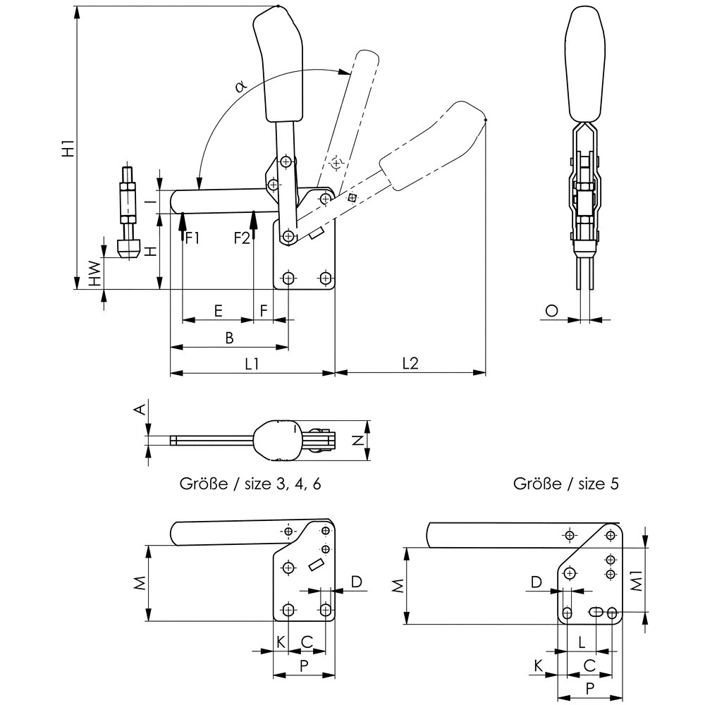 картинка Вертикальный шарнирный зажим с синей ручкой АМF 557652 от магазина "Элит-инструмент"