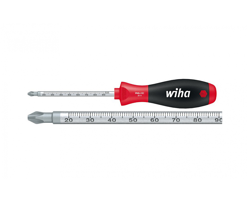 картинка Отвертка Wiha SoftFinish Phillips 3111 36072 PH1 x 80 крестовая со шкалой от магазина "Элит-инструмент"