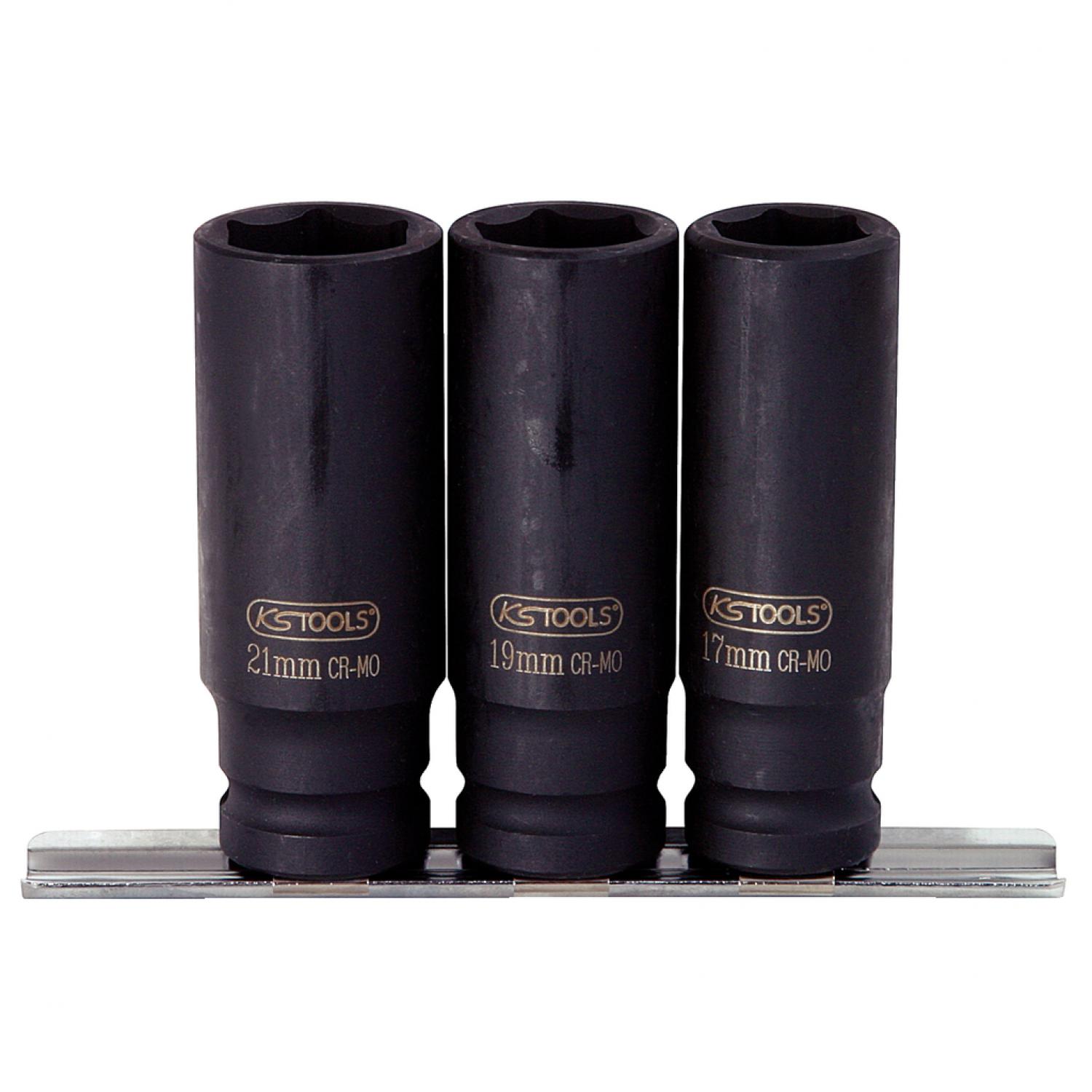 Комплект шестигранных силовых торцовых головок 1/2'', длинных, 3 шт