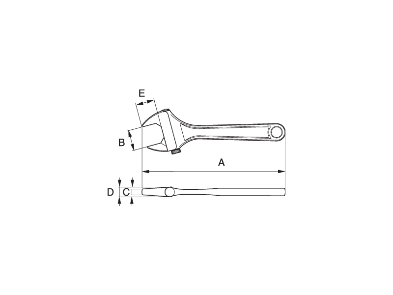 картинка Разводной ключ с регулировкой зева с торца BAHCO 96C от магазина "Элит-инструмент"