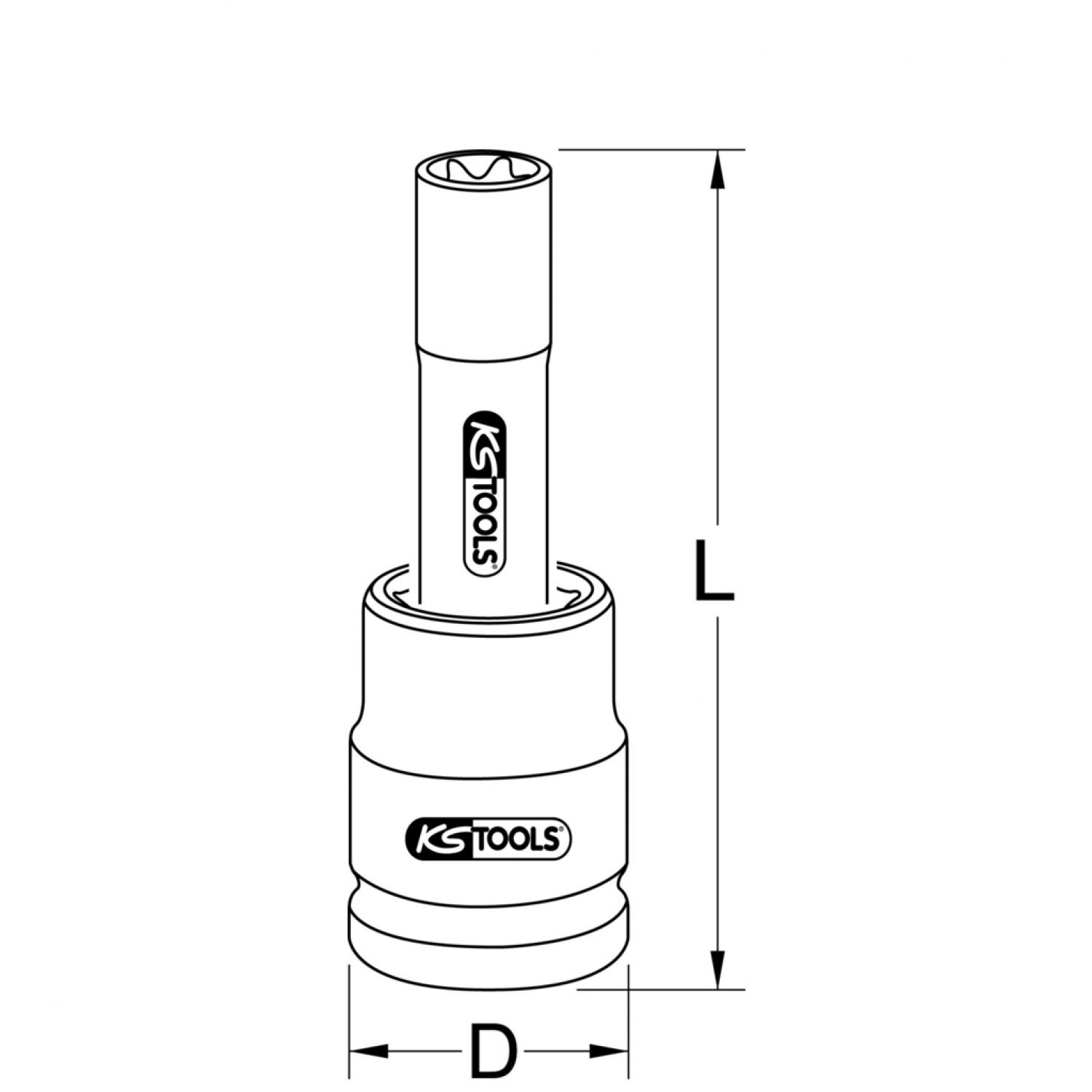 картинка Силовая торцовая головка 1" для профиля E-Torx, длинная, E24 от магазина "Элит-инструмент"