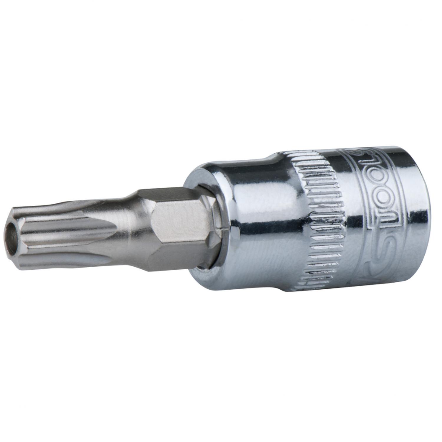 Торцовая головка с битом CHROMEplus 1/4" с профилем Torx, с торцовым отверстием, TВ30 подвеска