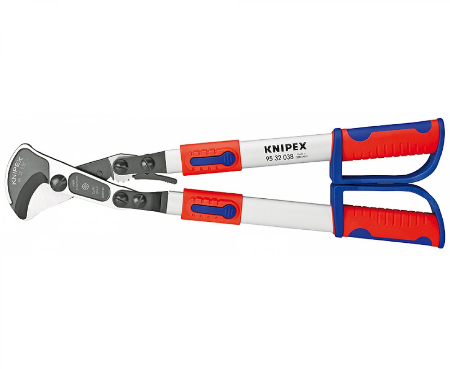 картинка Ножницы для резки кабелей (по принципу трещотки) с выдвижными рукоятками Knipex KN-9532038 от магазина "Элит-инструмент"