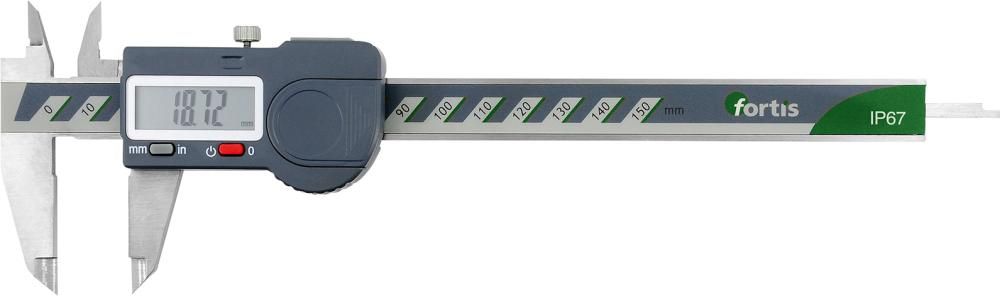 Цифровые штангенциркули, IP67, FORTIS 4317784737692 (диапазон измерения - 150 мм / длина челюсти - 40 мм / глубиномер - Square / чтение - 0,01 мм / дюймовое чтение - 0,0005 ")