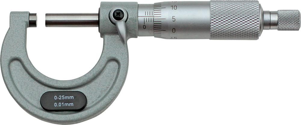 Внешний микрометр в футляре, FORTIS 4317784717243 (диапазон измерения - 50–75 мм / шпиндель ø - 6,5 мм / шаг шпинделя - 0,5 мм / барабан ø - 17 мм / чтение - 0,01 мм)