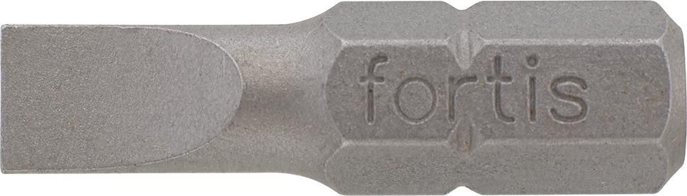 Бит 1/4″ для винтов со шлицем, FORTIS 4317784775571 (ширина лезвия - 6,5 мм / толщина лезвия - 1,2 мм / общая длина - 25 мм)