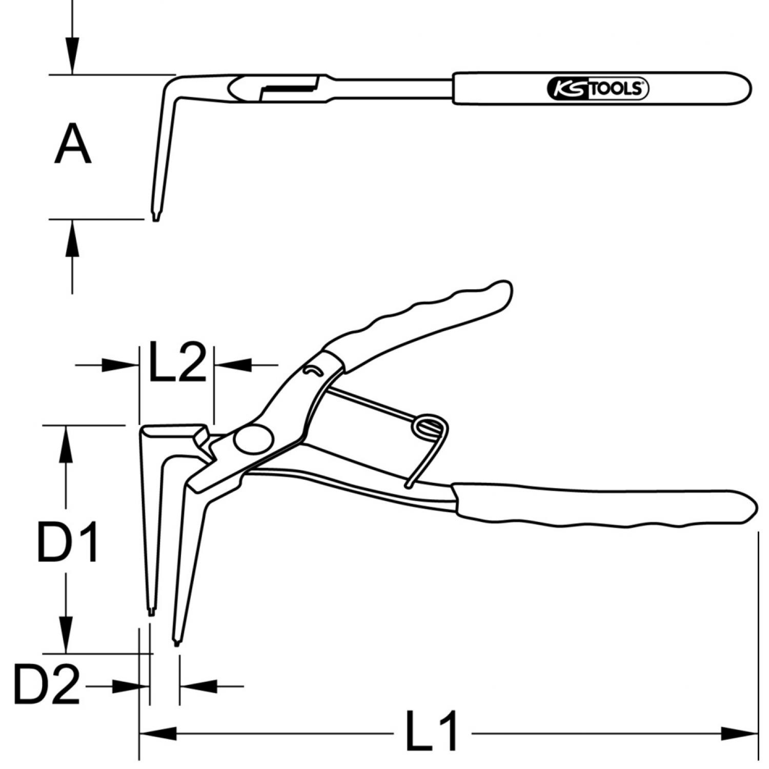 картинка Клещи с длинными ручками для внутренних стопорных колец от магазина "Элит-инструмент"