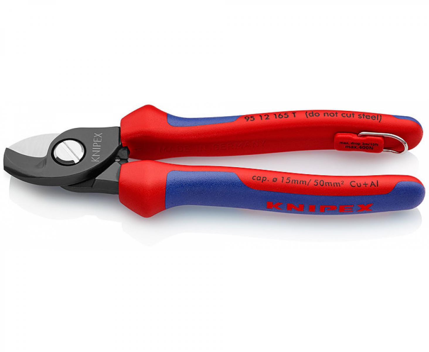 картинка Ножницы для резки кабелей Knipex KN-9512165T со страховочным креплением от магазина "Элит-инструмент"