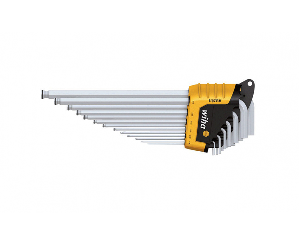 картинка Набор шестигранных штифтовых ключей со сферической головкой HEX Wiha Ergostar Magic Ring SB 369R HZ13 36522 дюймовые, 13 предметов от магазина "Элит-инструмент"
