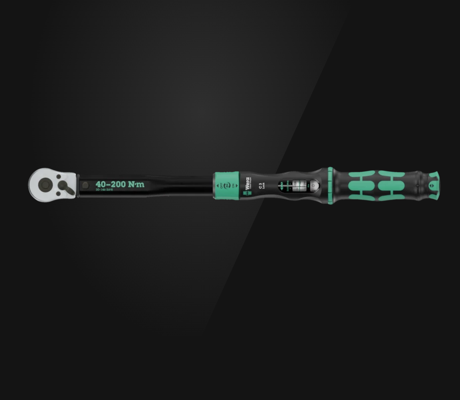 картинка Набор WERA 05075790001: динамометрический ключ C 3 Lock серии Click-Torque, регулируемый, реверсная трещотка, функция отключения затяжки (Torque Lock), 40-200 Нм, 1/2" + головки, для замены автомобильных колес, 6 предметов от магазина "Элит-инструмент"