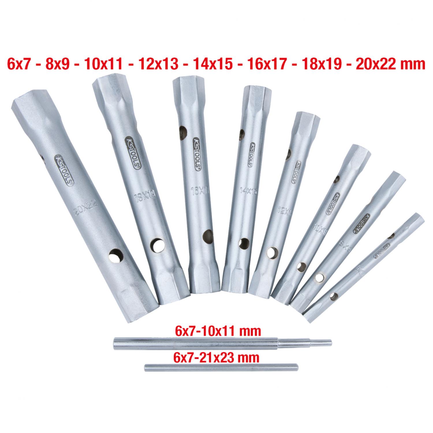 Комплект торцовых трубчатых ключей, 10 шт, 6x7-20x22 мм
