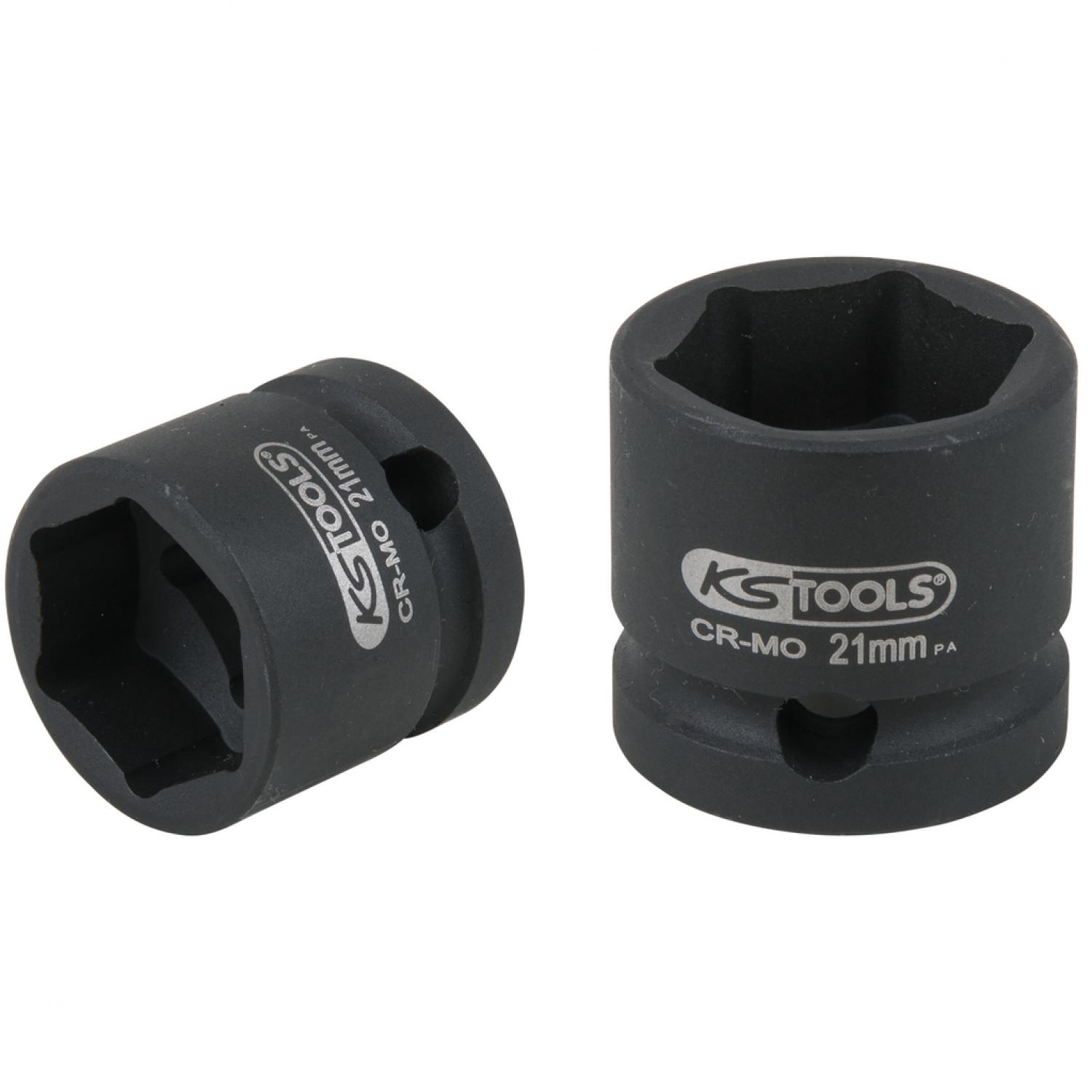 Шестигранная ударная торцевая головка 1/2'', короткая, 21 мм