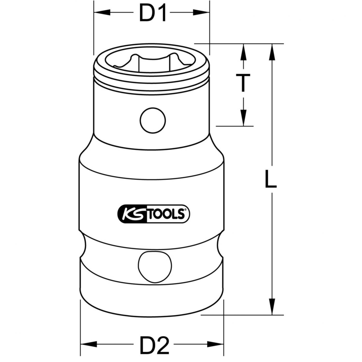 картинка Торцовая головка с адаптером и битом 1/2", 1/2" x 5/16", 38 мм от магазина "Элит-инструмент"