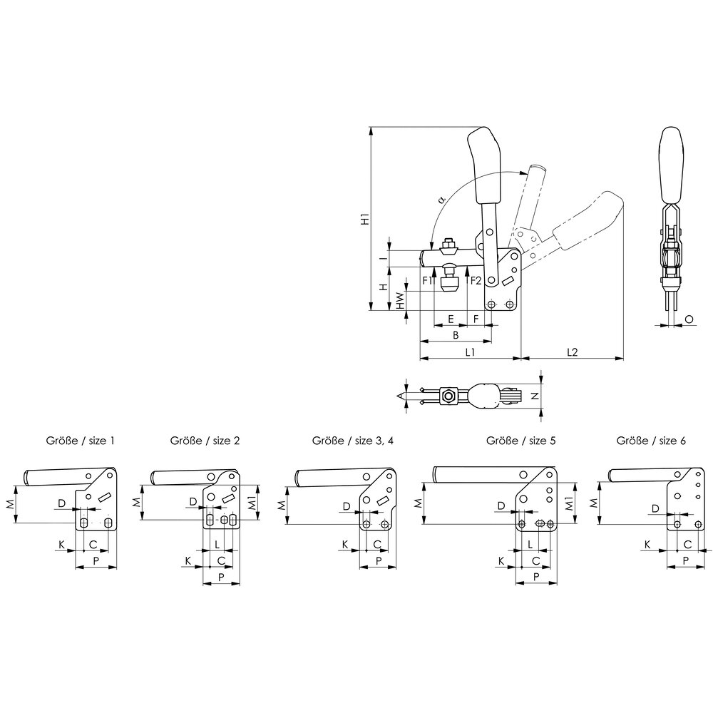 картинка Вертикальный шарнирный зажим с красной ручкой АМF 90217 от магазина "Элит-инструмент"