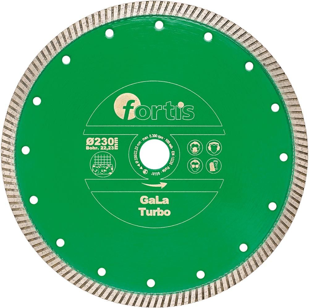 картинка Алмазный отрезной диск GaLa Turbo, FORTIS 4317784704755 (внешний ø - 125 мм / диаметр отверстия - 22,23 мм / высота сегмента - 10 мм / дизайн - Dry cut) от магазина "Элит-инструмент"