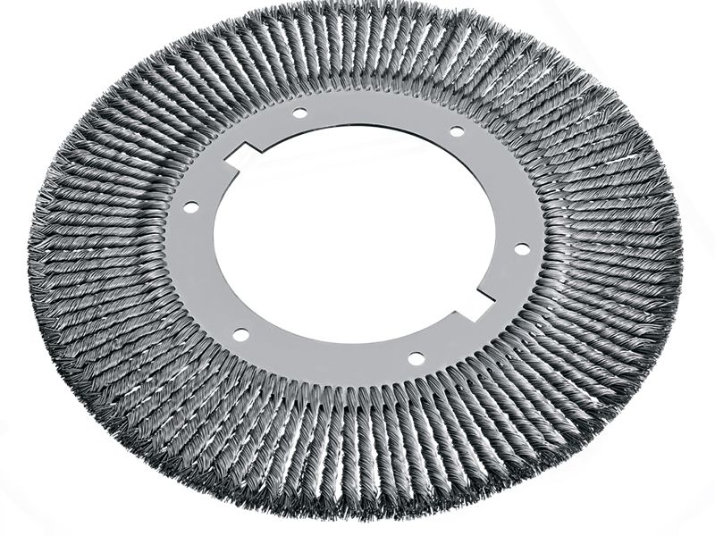Кольцевая щётка, стальная гофрированная проволока диаметр 465 мм ширина 13 мм ворс 0,58 / 0,80 мм с пазами 233 х 24
