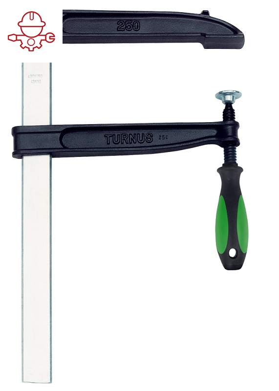 картинка Струбцина из ковкого чугуна, с большим вылетом, с удобной двухкомпонентной рукояткой Kukko 506+100 от магазина "Элит-инструмент"