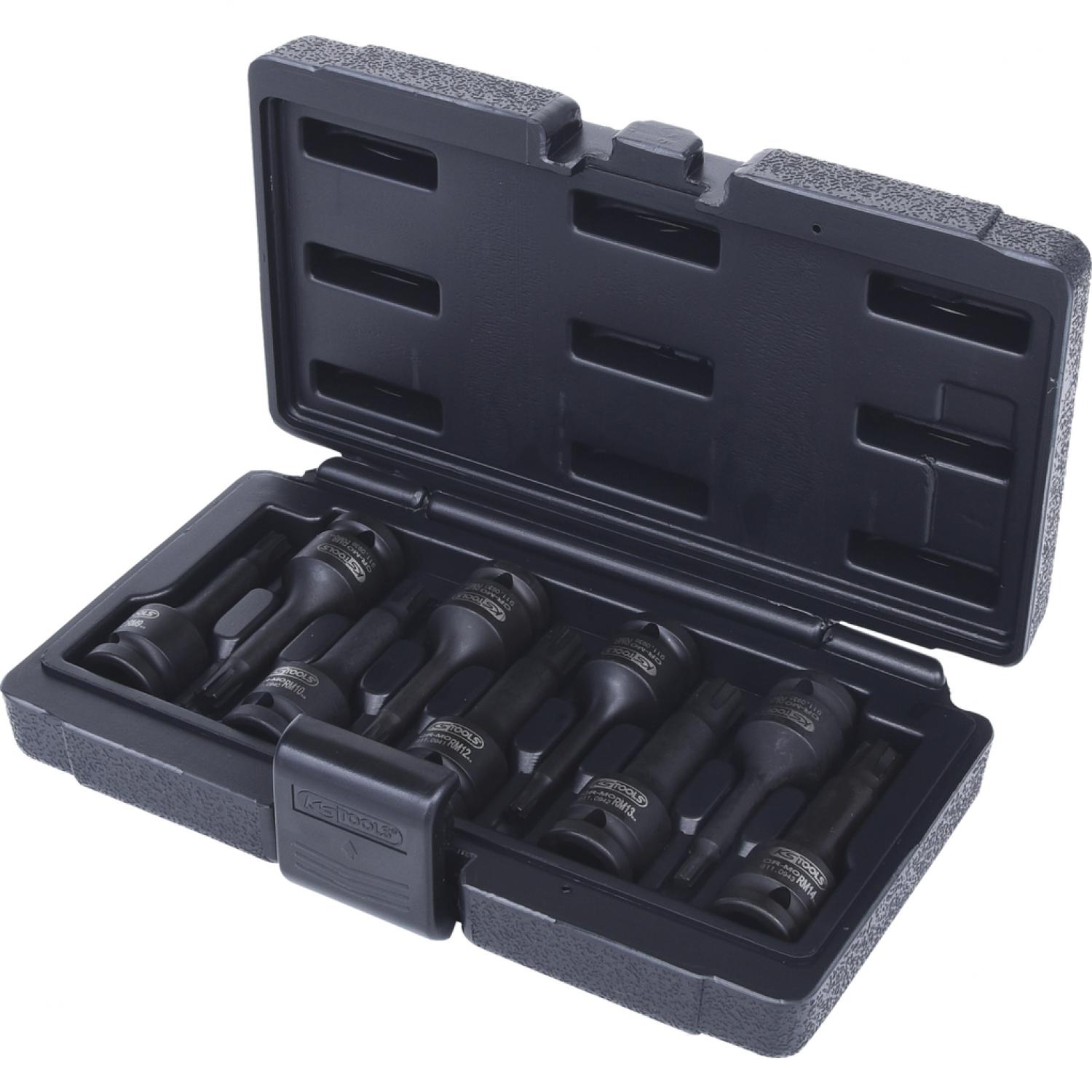 Комплект силовых торцовых головок с битами 1/2" для винтов RIBE, 9 шт