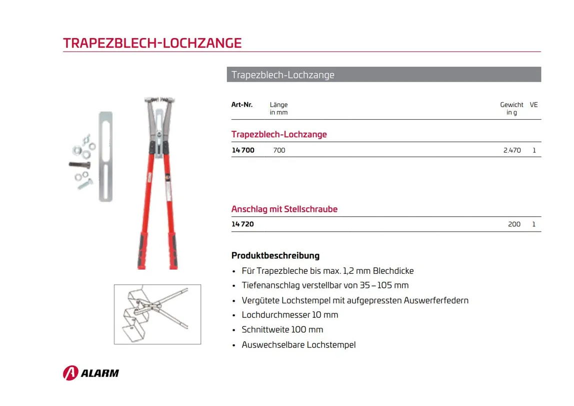 картинка Ремкомплект для клещей 14700 - просекателя для пробивки отверстий 10мм ALARM 14720 /7111 0750 Fplus от магазина "Элит-инструмент"