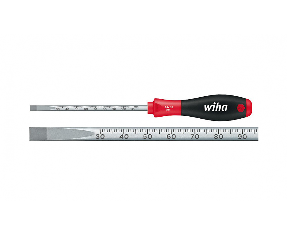 картинка Отвертка Wiha SoftFinish Slotted 3021 35397 5,5 x 125 шлицевая со шкалой от магазина "Элит-инструмент"