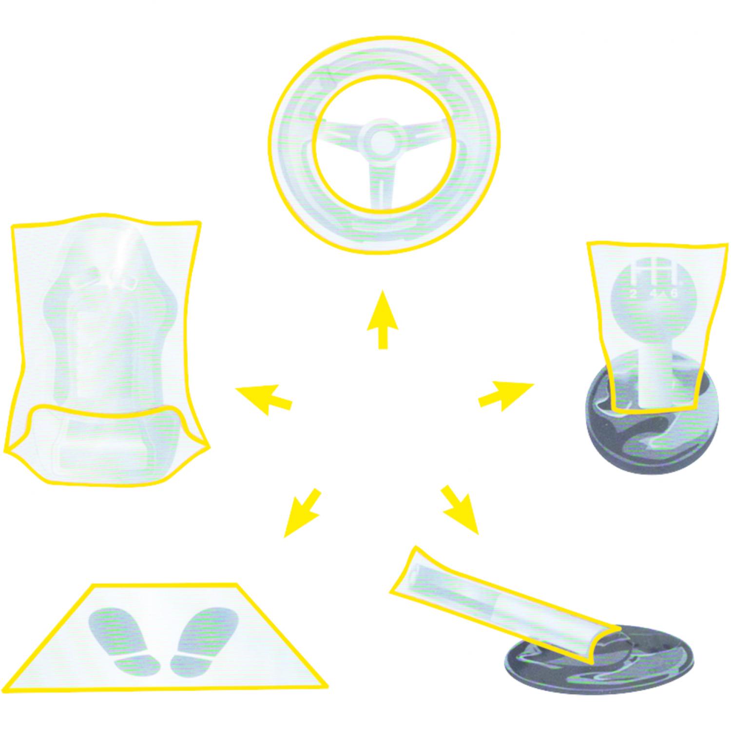 картинка Комплект чехлов для салона 5 в 1, для легковых автомобилей, 100 шт в упаковке от магазина "Элит-инструмент"
