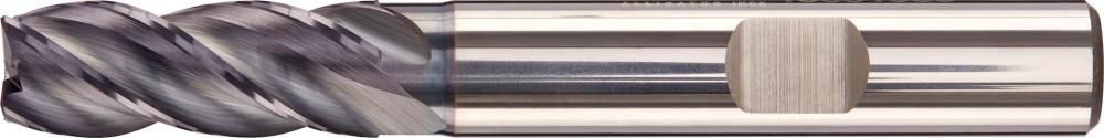 Цельная твердосплавная концевая фреза Carapace+, длинная, INOX, FORTIS 4317784741156 (ø f8 - 4 мм / длина режущей кромки - 11 мм / полезная длина - 17 мм / общая длина - 57 мм / хвостовик ø h6 - 6 мм / защитная фаска - 0,1 мм)