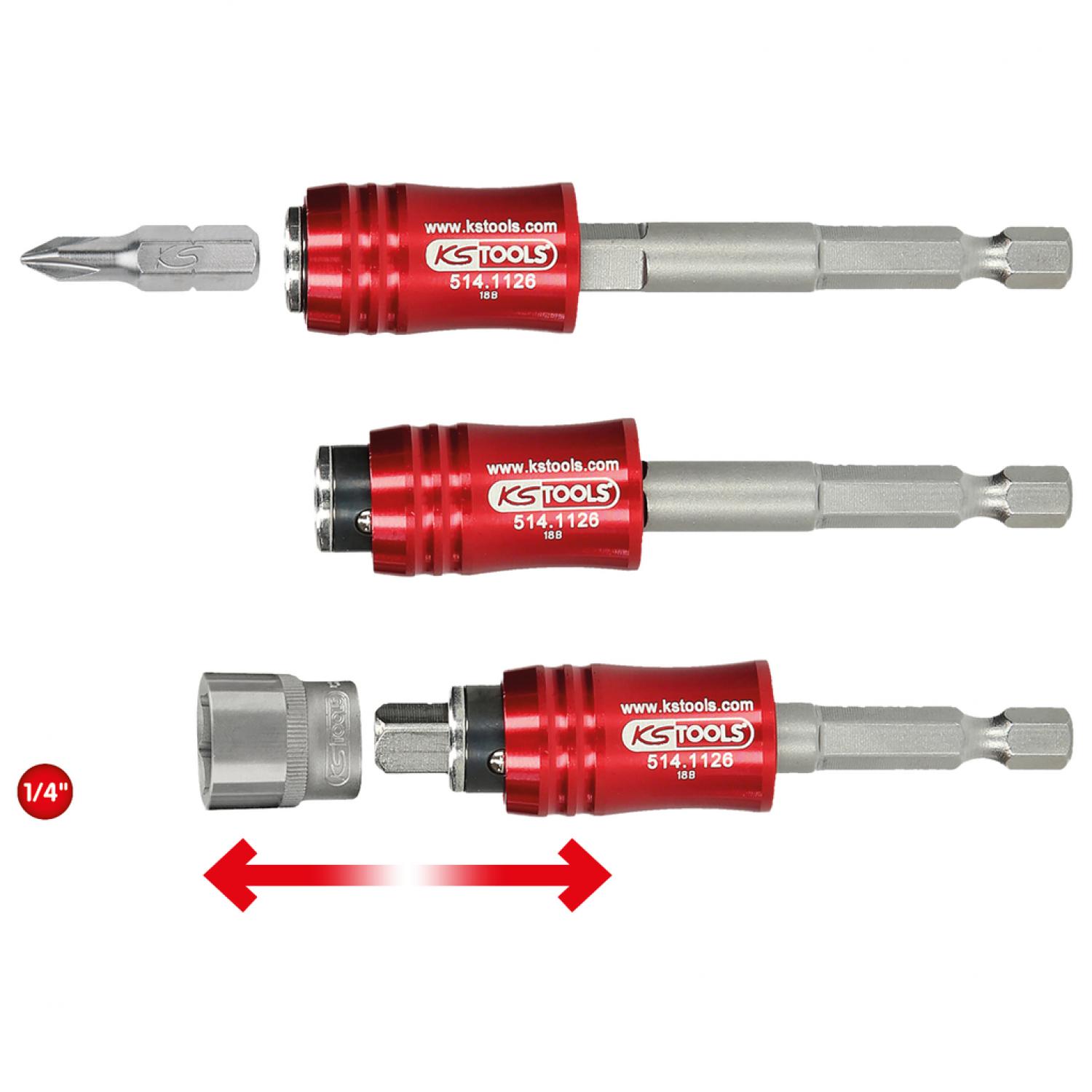 Быстросъемный держатель бит 1/4", 2 в 1