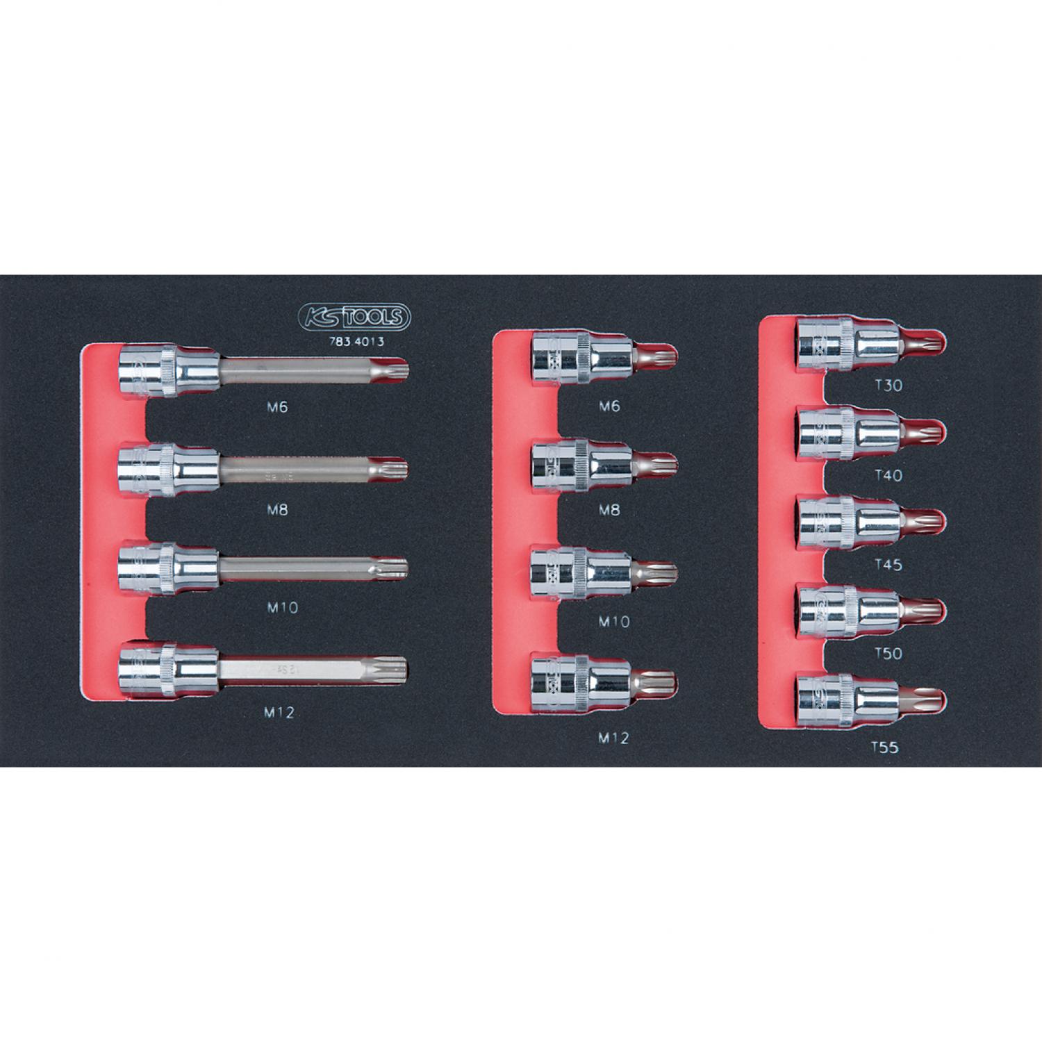 картинка Комплект торцовых головок с битами SCS CHROMEplus 1/2", TB и XZN, 13 шт, во вкладке на 1/3 инструментального ящика от магазина "Элит-инструмент"