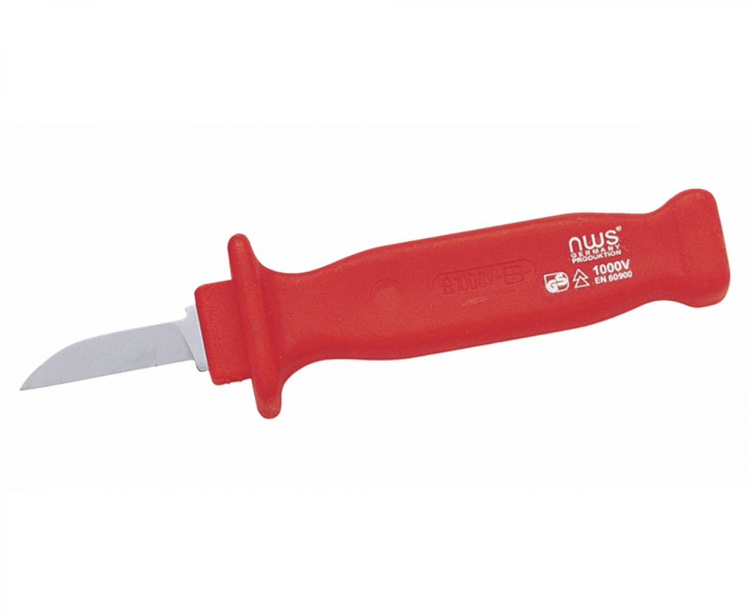 картинка Нож VDE с прямым тонким лезвием и защитным колпачком 200 мм NWS 2048 от магазина "Элит-инструмент"