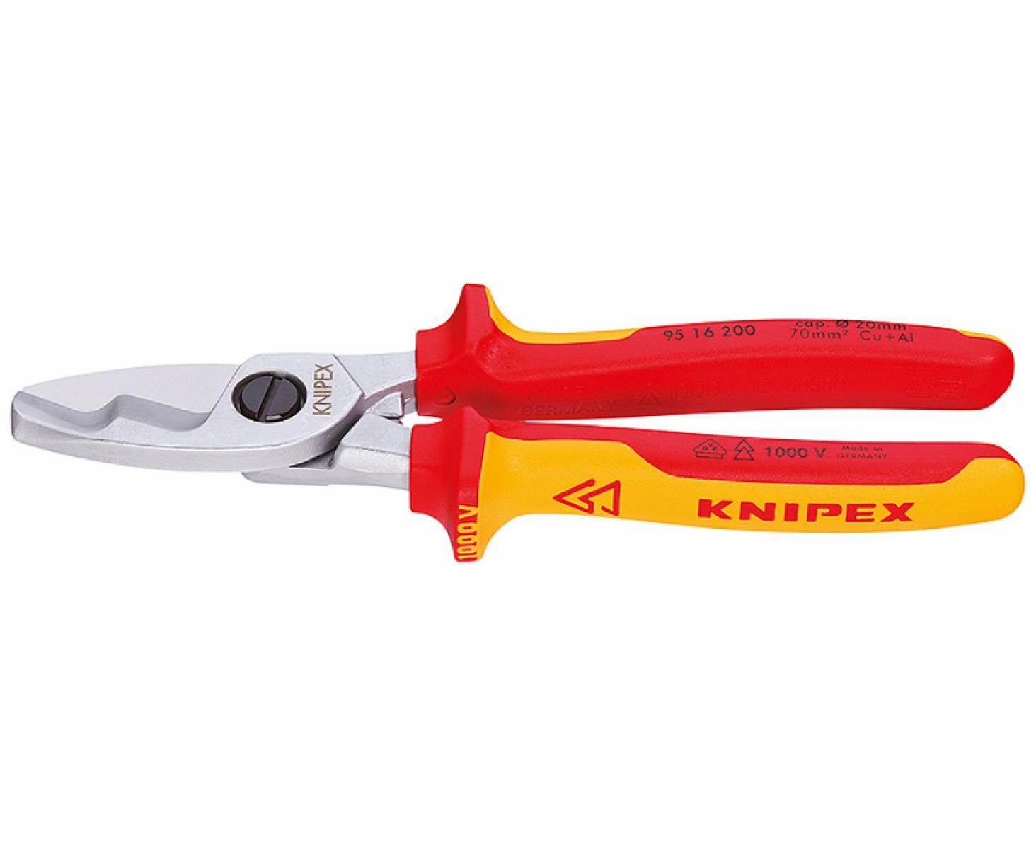 картинка Ножницы для резки кабелей с двойными режущими кромками VDE Knipex KN-9516200 от магазина "Элит-инструмент"