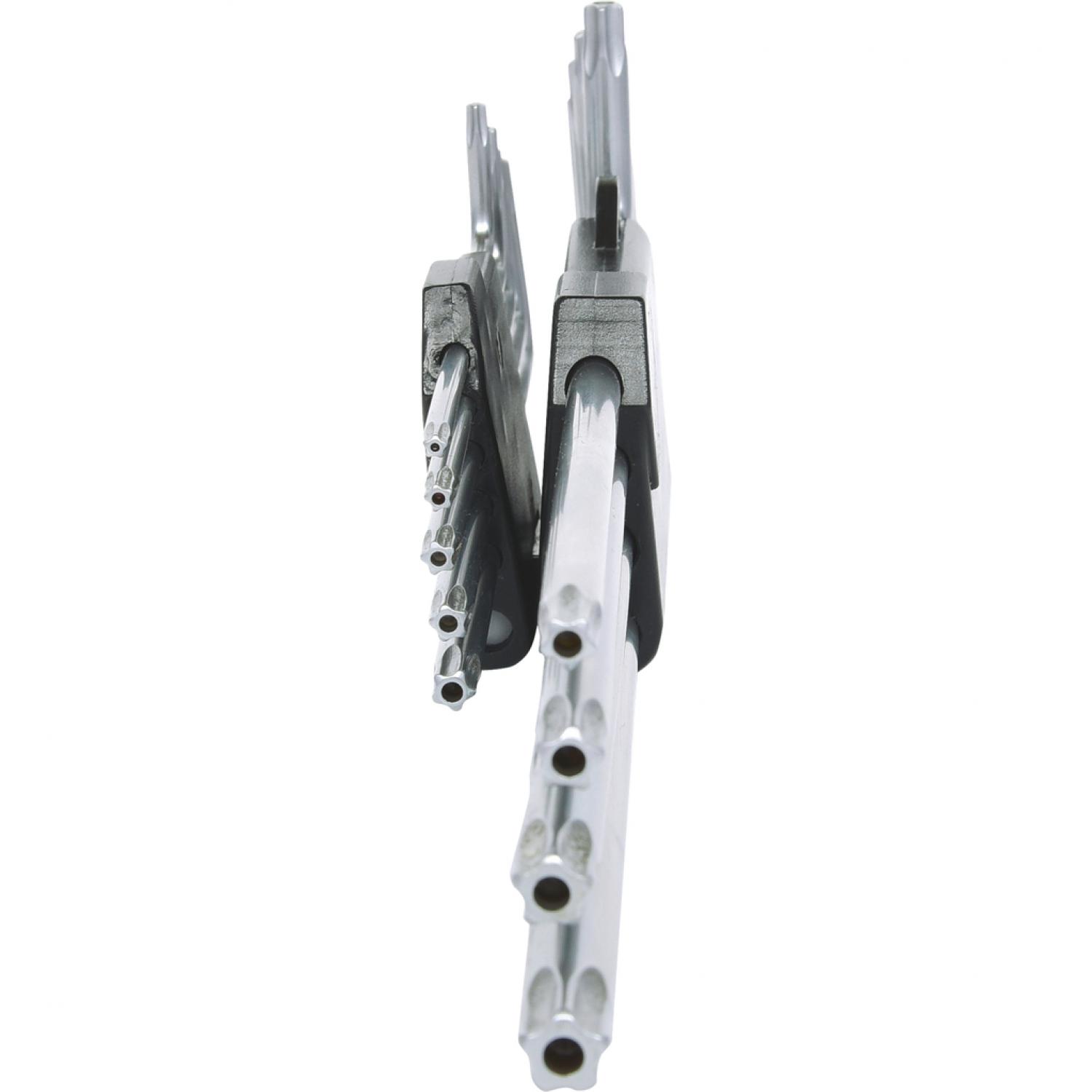 картинка Комплект угловых штифтовых ключей для винтов с пятилучевой звездочкой, с отверстием, длинных, 9 шт от магазина "Элит-инструмент"