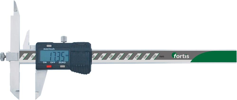 Цифровые штангенциркули, регулируемые, FORTIS 4317784737654 (диапазон измерения - 150 мм / длина челюсти - 40–73 мм / регулируемая длина измерительного рычага - 110 мм / чтение - 0,01 мм / дюймовое чтение - 0,0005 ")