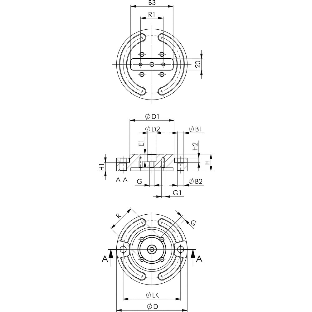 картинка Базовый элемент круглой формы для пластины с Т-образным пазом АМF 559096 от магазина "Элит-инструмент"