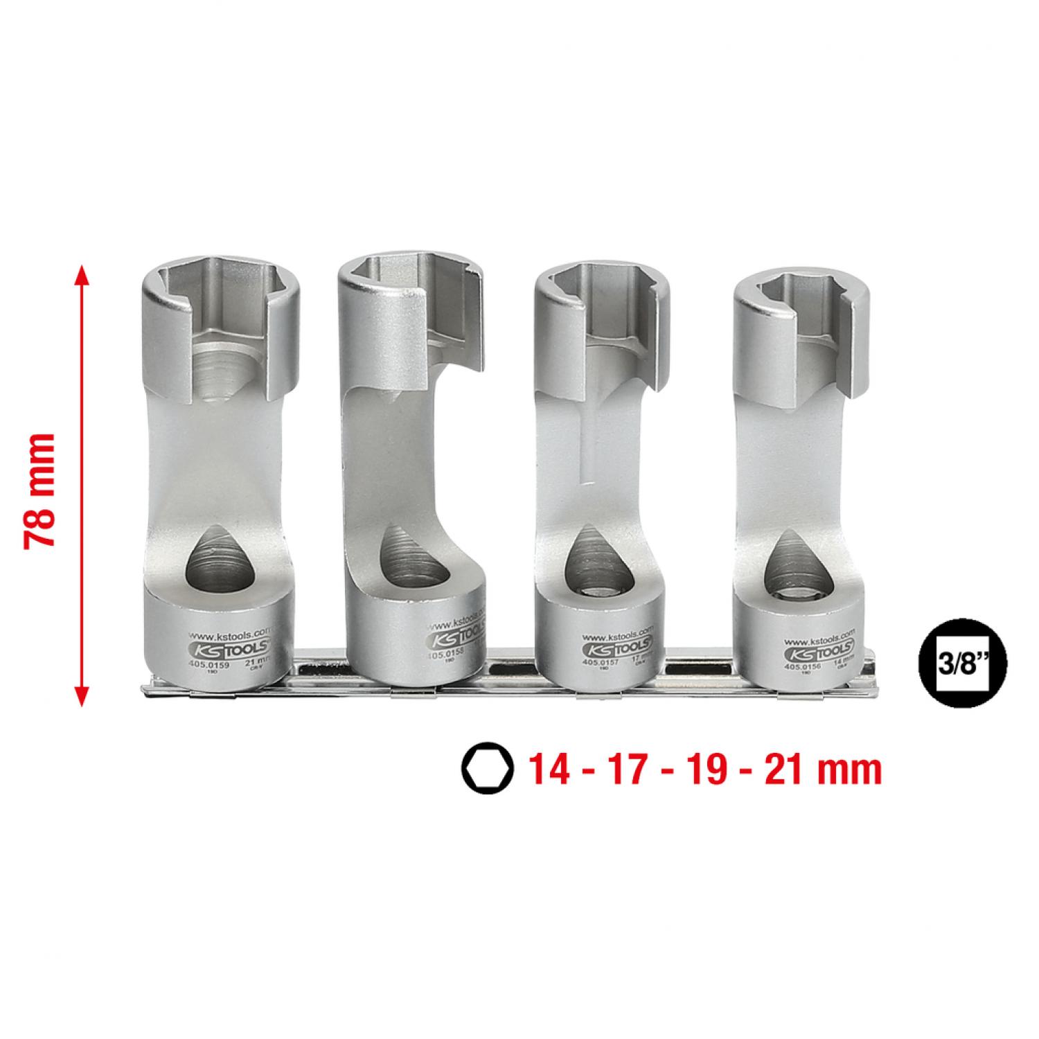 Набор специальных ключей 3/8" для топливопровода высокого давления, 4 шт