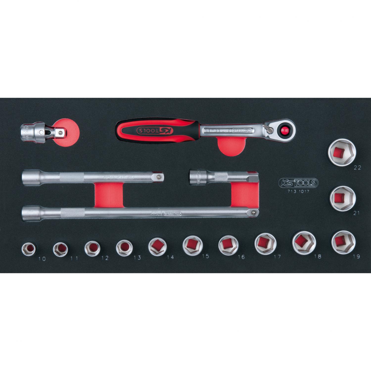 Комплект торцовых ключей SCS 3/8", 17 шт, во вкладке на 1/3 инструментального ящика