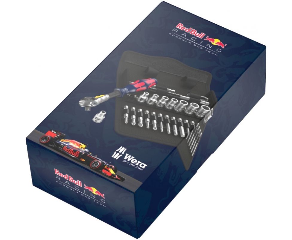 картинка 8100 SA 6 Zyklop Speed Red Bull Racing - набор с трещоткой, привод 1/4 Wera WE-227701 от магазина "Элит-инструмент"