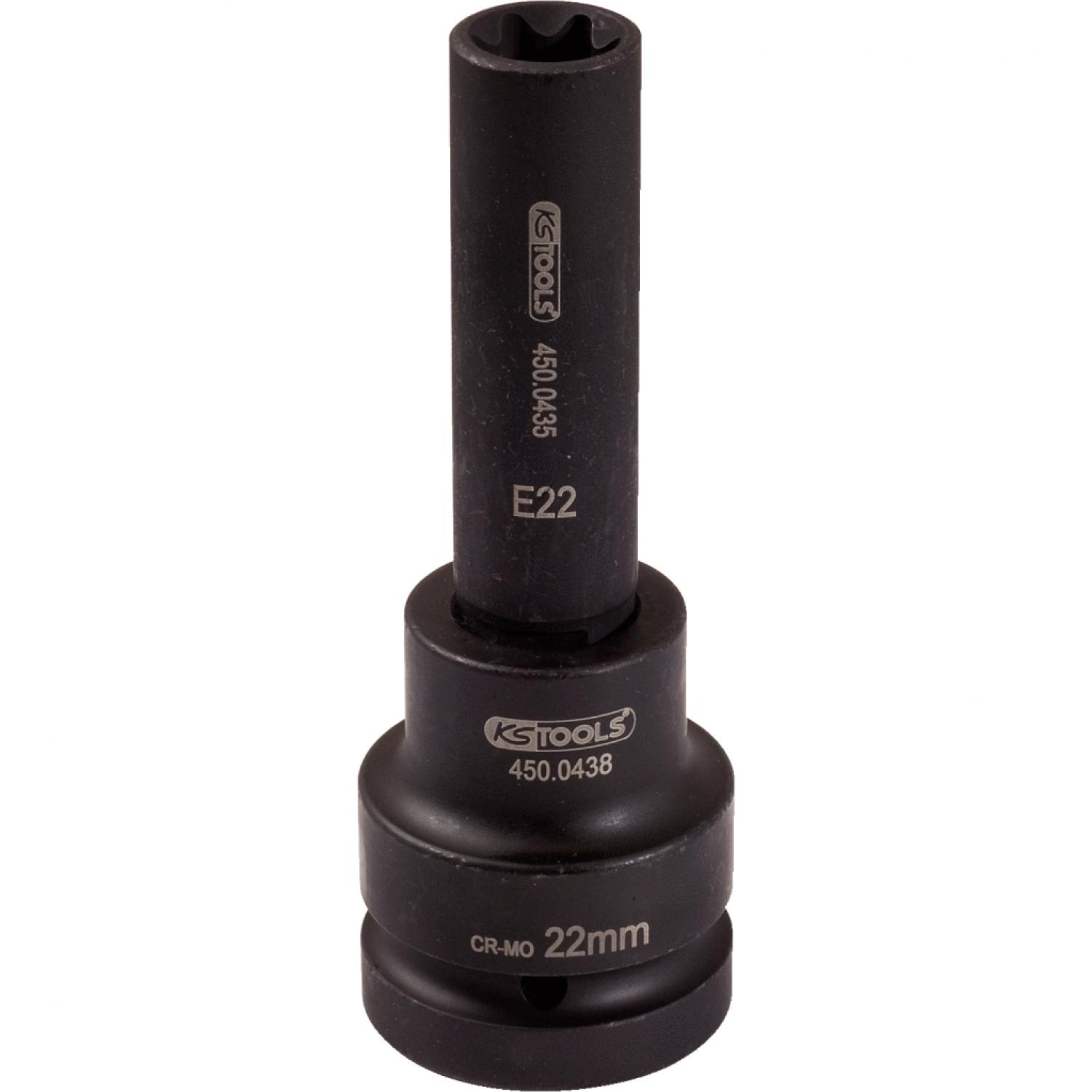 Силовая торцовая головка 1" для профиля E-Torx, длинная, E20