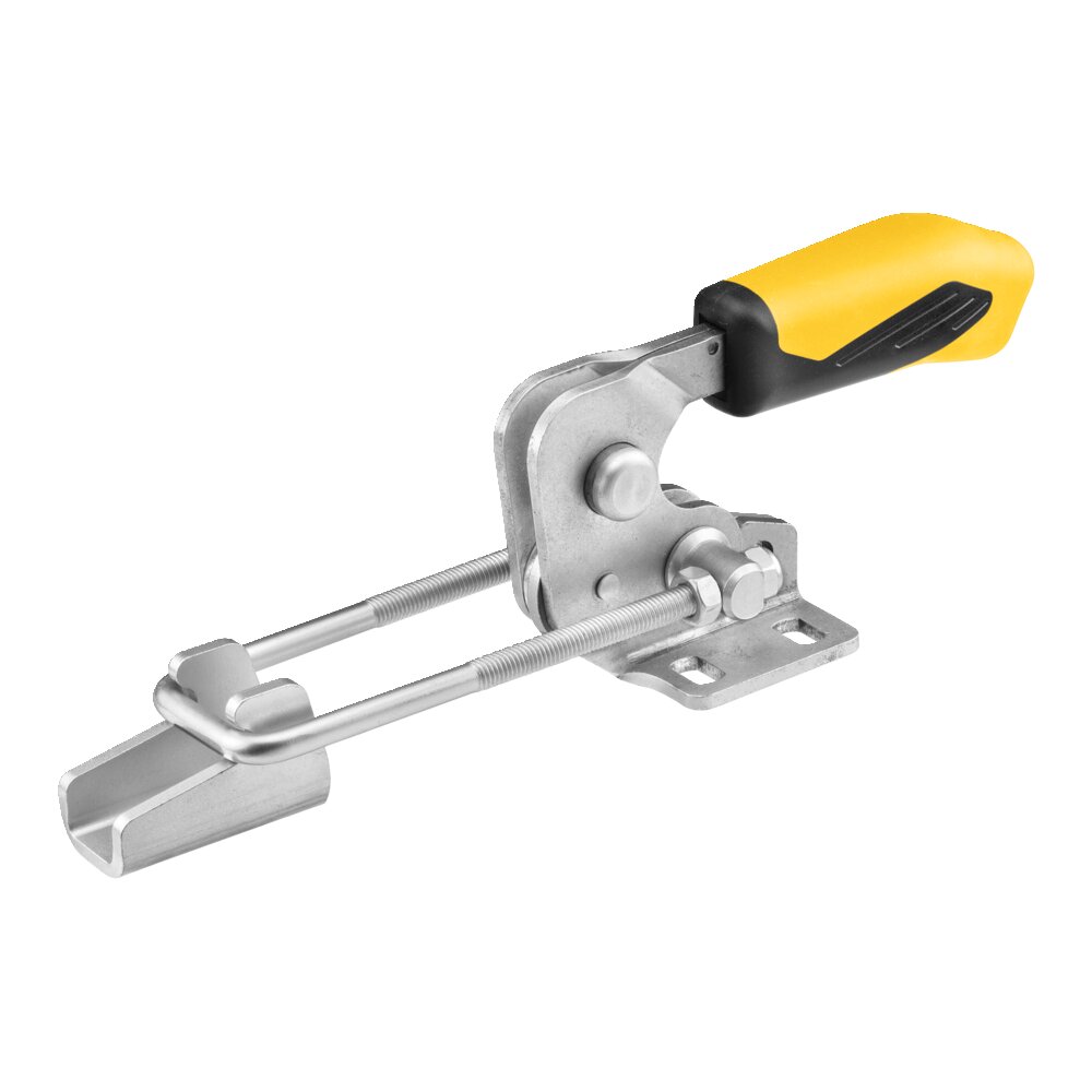 Горизонтальный шарнирный зажим типа крюка с желтой ручкой и предохранительной защелкой АМF 557284