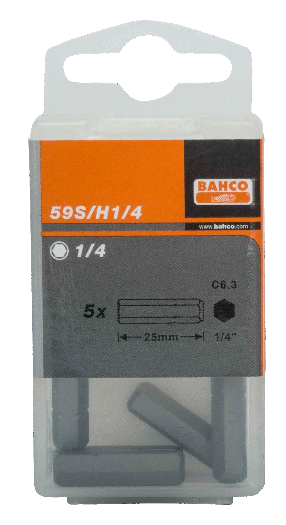 картинка Стандартные биты для отверток под винты с шестигранной головкой, дюймовые размеры, 25 мм BAHCO 59S/H5/64-3P от магазина "Элит-инструмент"
