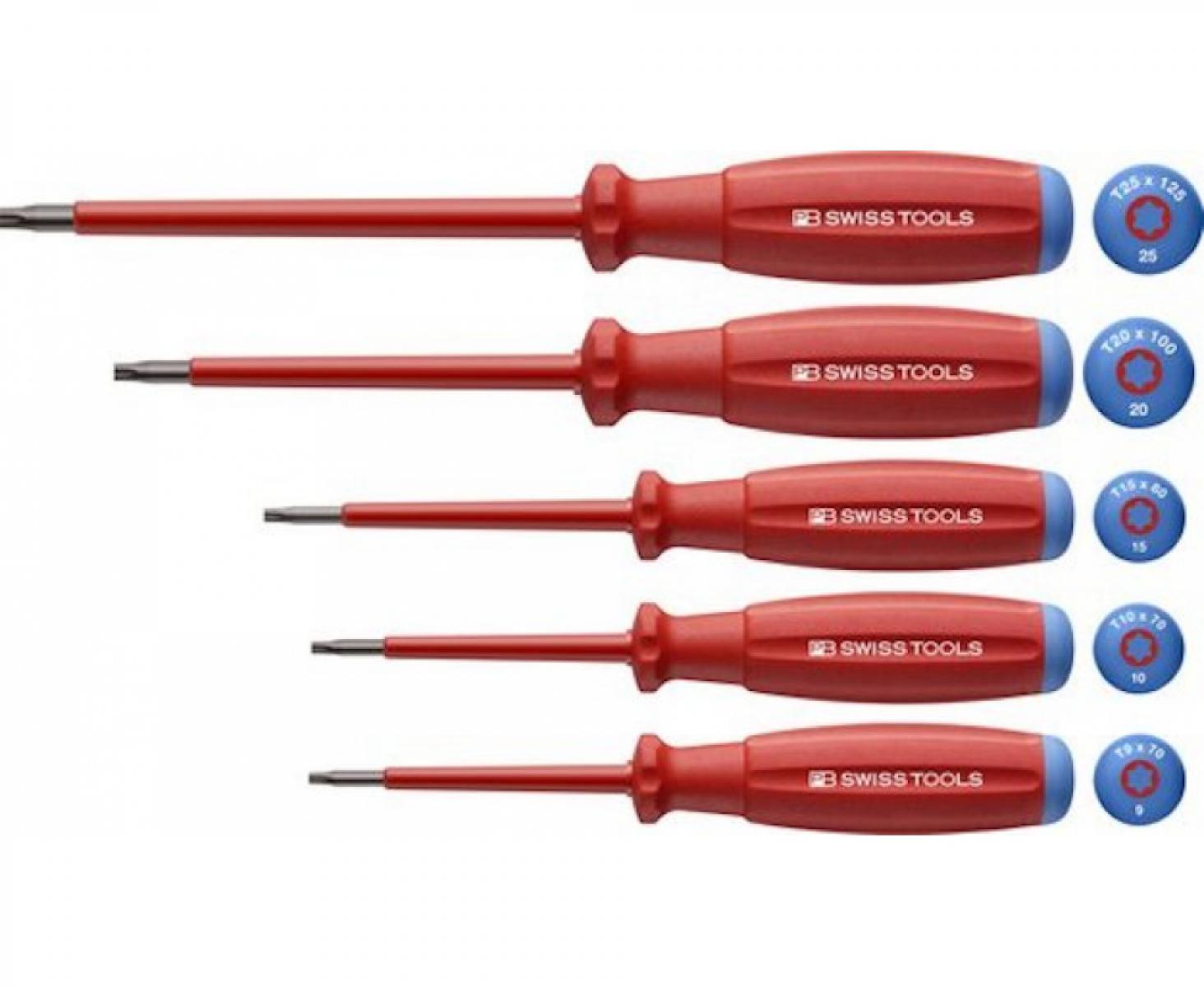 картинка Набор диэлектрических отверток SwissGrip TORX PB Swiss Tools PB 58549.CN 5 шт. в блистере от магазина "Элит-инструмент"