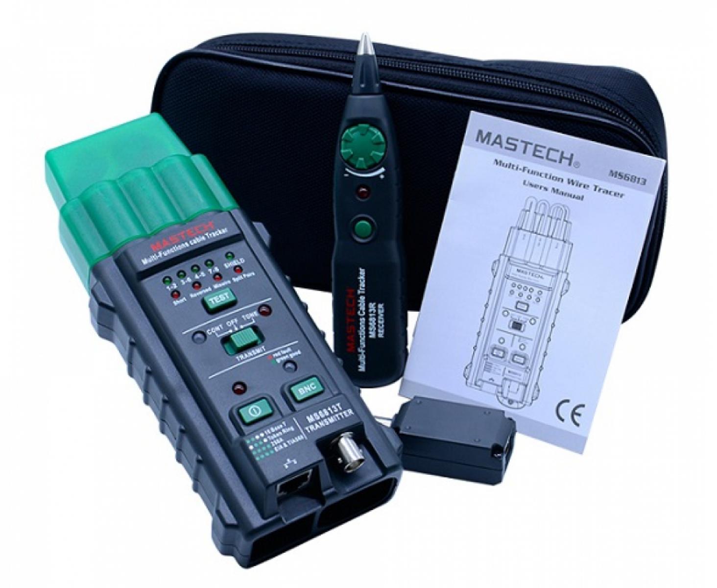 картинка Тестер-трассоискатель кабельный Mastech MS6813 с генератором сигнала от магазина "Элит-инструмент"