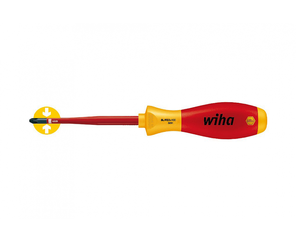 картинка Отвертка Wiha SoftFinish electric slimFix Xeno 3281 36330 SL/PZ2 x 100 шлиц Pozidriv / 6415 0001 Fplus от магазина "Элит-инструмент"