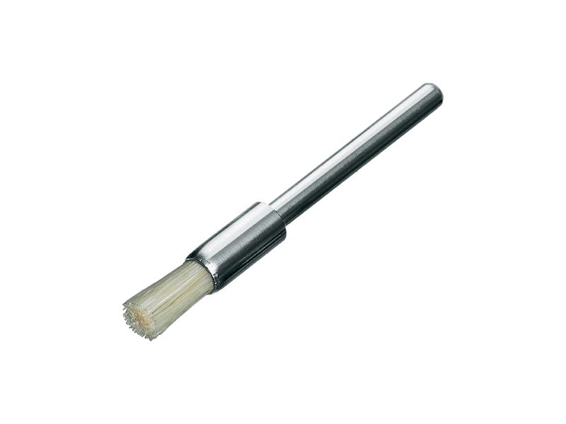 картинка Щетка миниатюрная концевая с хвостовиком 3 мм белая, диаметр 5 мм длина 8 мм LESSMANN 450.001.WB от магазина "Элит-инструмент"