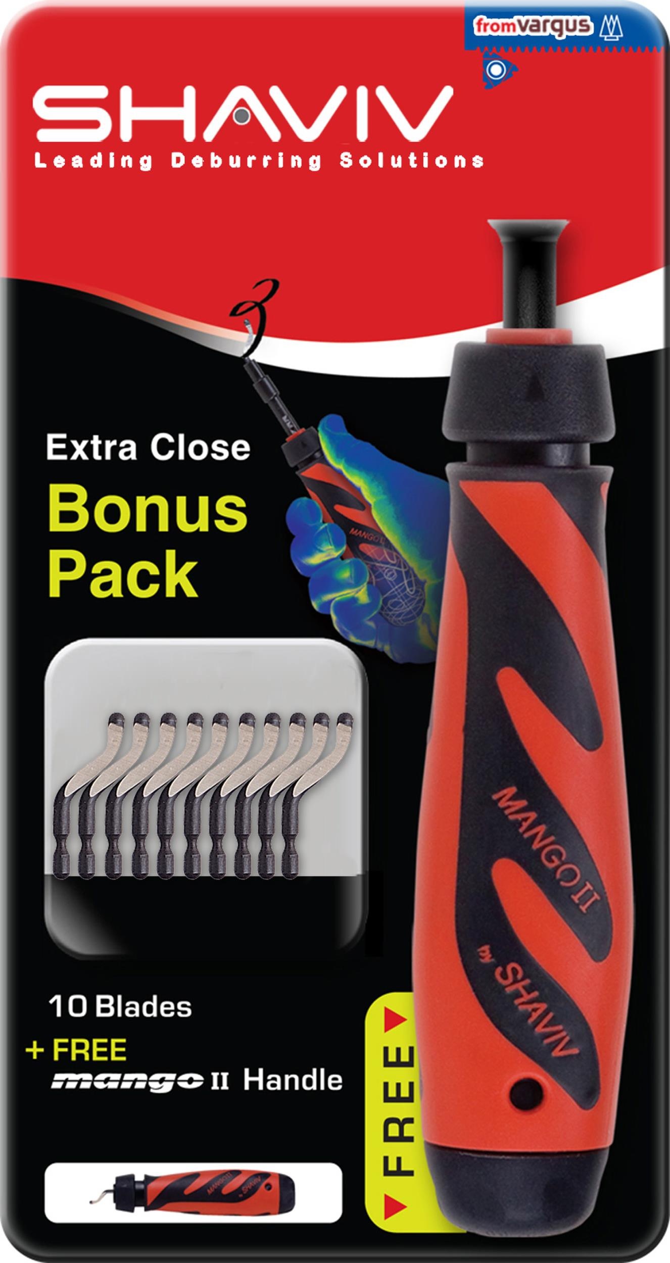 картинка Комплект для удаления заусенцев Mango II Bonus Pack 155-00177 10 лезвий B10 SHAVIV 29 от магазина "Элит-инструмент"